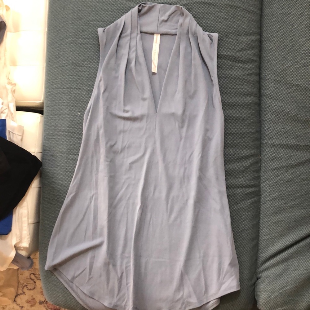 Blue sleeveless blouse